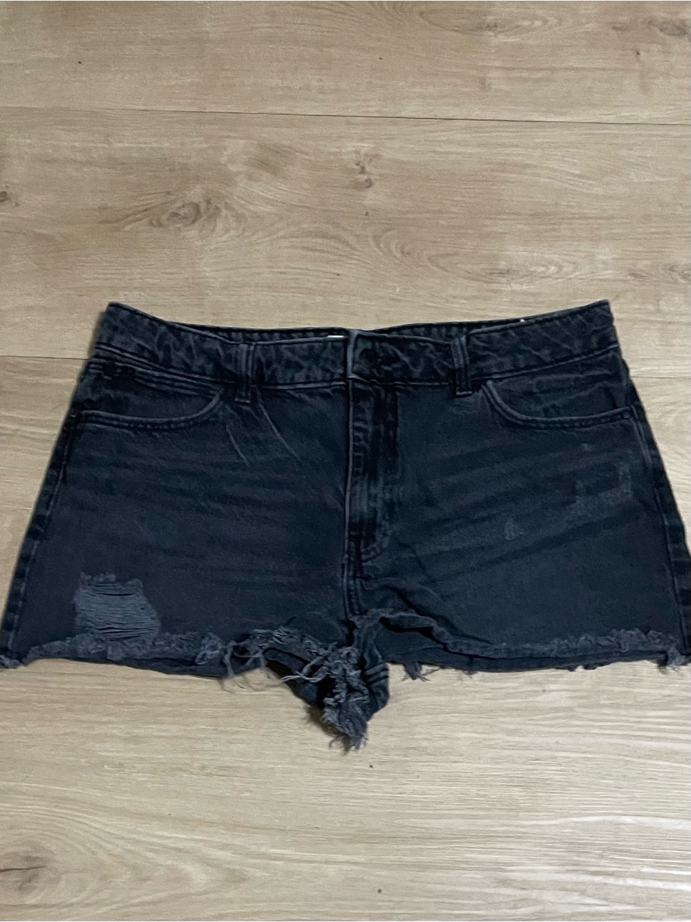 Wrangler Black Distressed Denim Cutoff Shorts